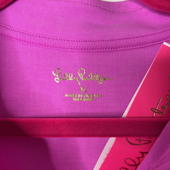 Lilly Pulitzer Reema Short Sleeved Polo Top in color Crocus Petal, size Medium - Picture 5 of 13